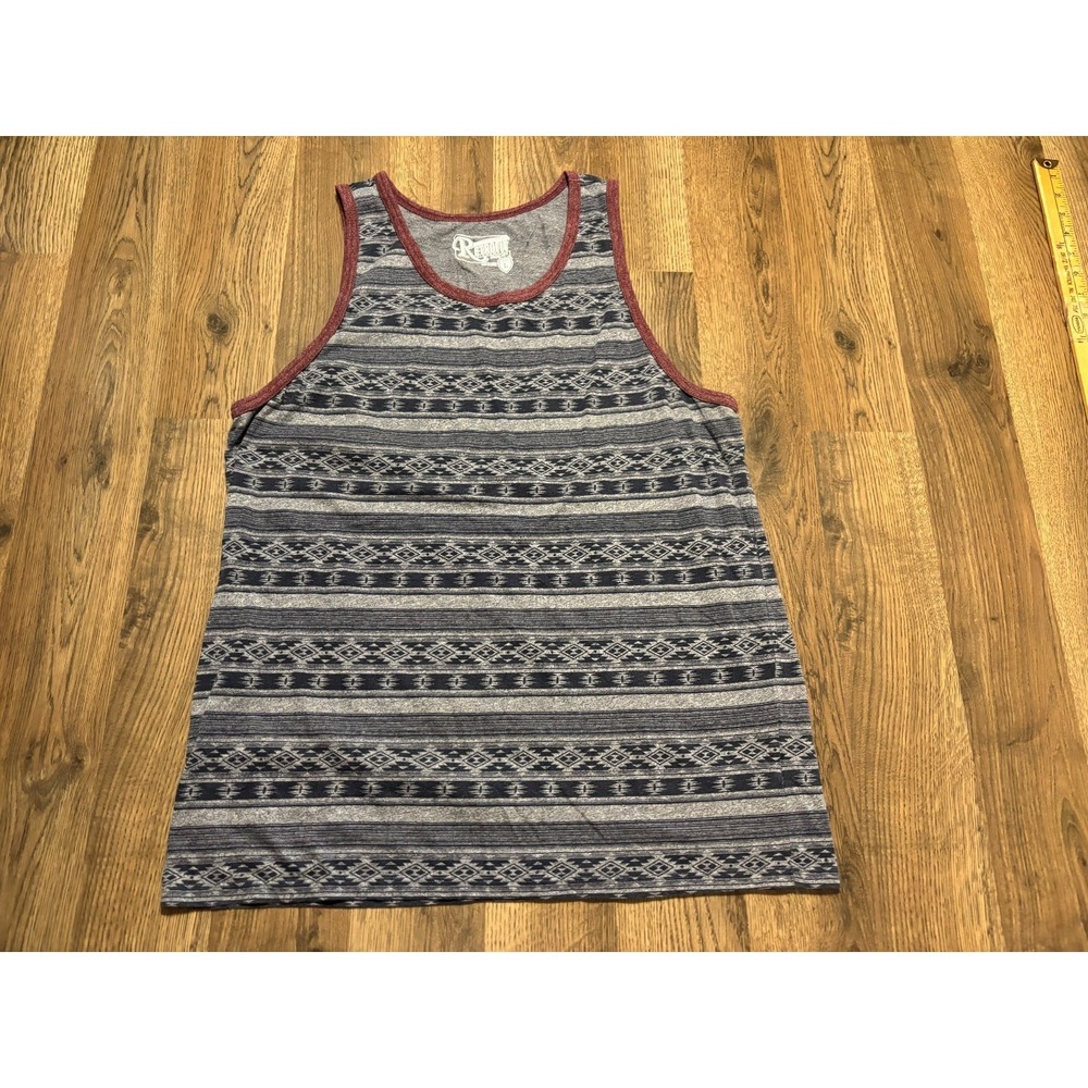 Retrofit Tank Top Women's Size Large Blue Grey Red, Printed, Sleeveless